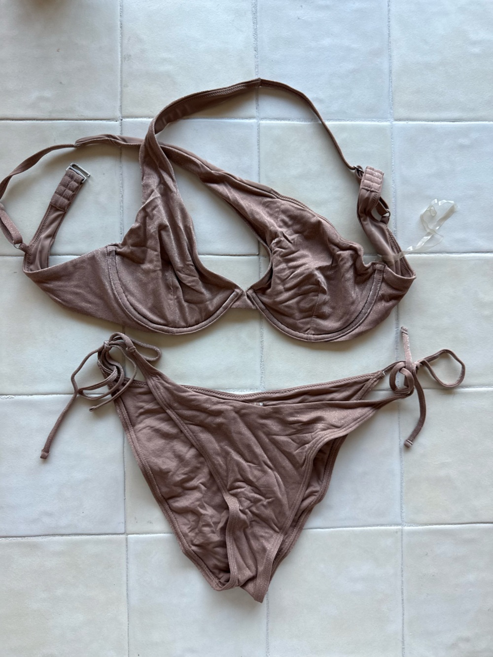 Abercrombie & Fitch Brown Triangle Bikini Top and Tie-Side Bottoms